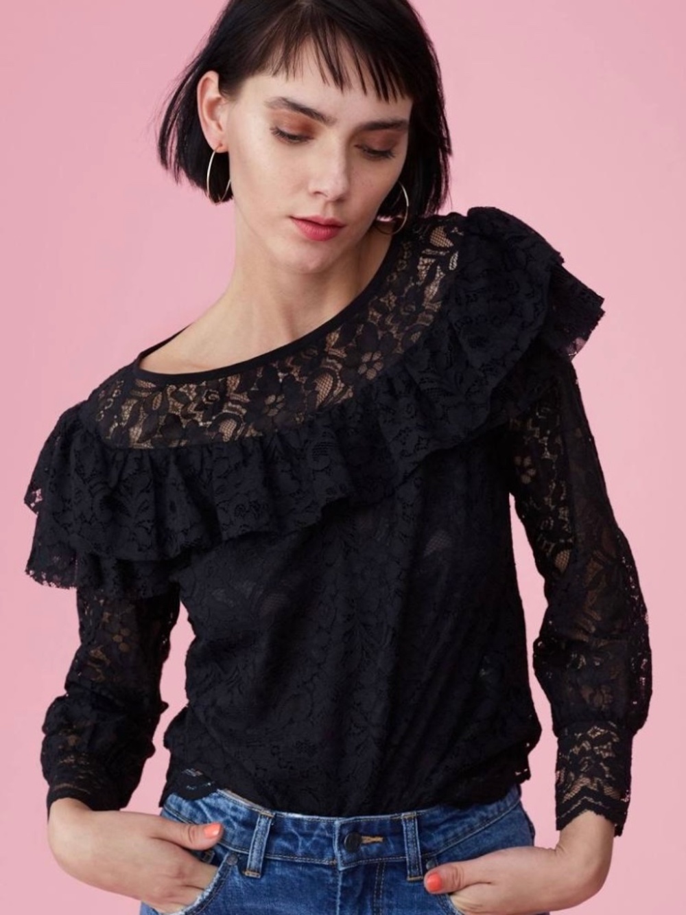 *FIRM PRICE* Rebecca Taylor Ruffled Lace Top